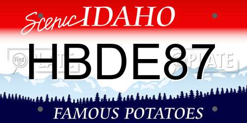 HBDE87 Idaho License Plate