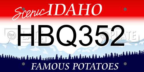 HBQ352 Idaho License Plate