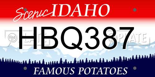 HBQ387 Idaho License Plate