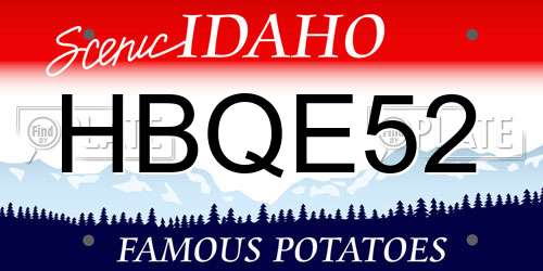 HBQE52 Idaho License Plate