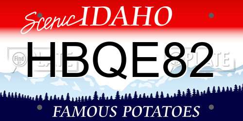 HBQE82 Idaho License Plate