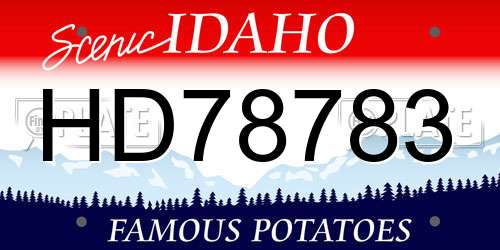 HD78783 Idaho License Plate