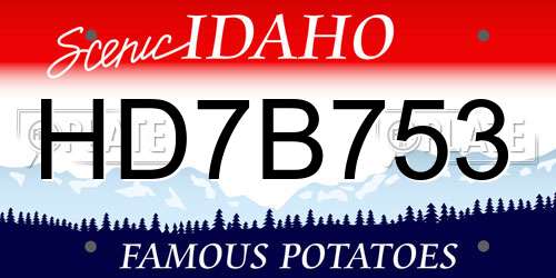 HD7B753 Idaho License Plate