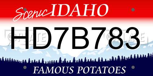 HD7B783 Idaho License Plate