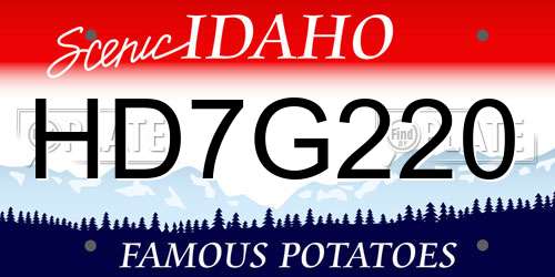 HD7G220 Idaho License Plate
