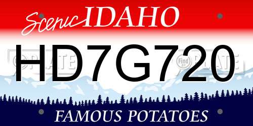HD7G720 Idaho License Plate
