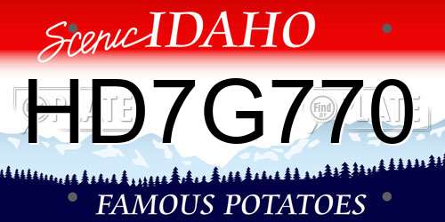 HD7G770 Idaho License Plate