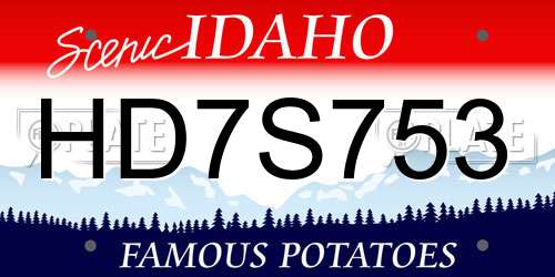 HD7S753 Idaho License Plate