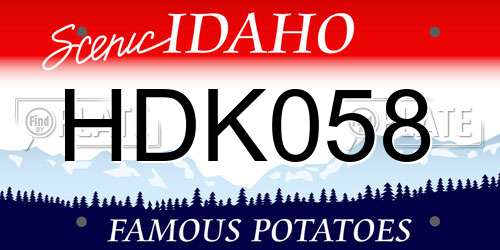 HDK058 Idaho License Plate