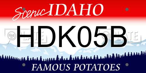 HDK05B Idaho License Plate