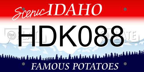 HDK088 Idaho License Plate