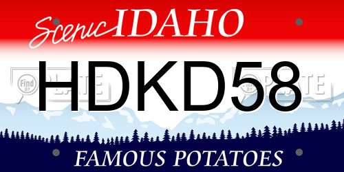 HDKD58 Idaho License Plate