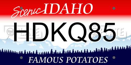 HDKQ85 Idaho License Plate