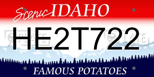 HE2T722 Idaho License Plate