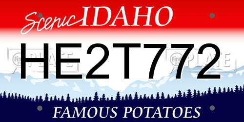 HE2T772 Idaho License Plate