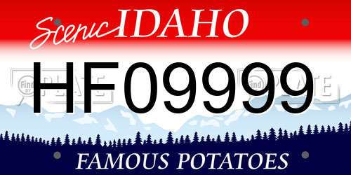 HF09999 Idaho License Plate