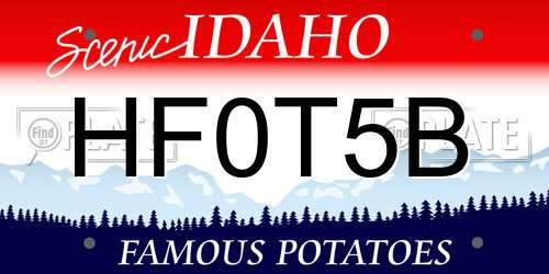 HF0T5B Idaho License Plate