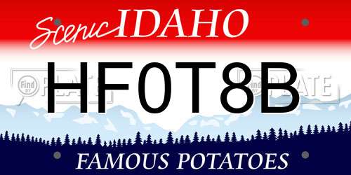 HF0T8B Idaho License Plate
