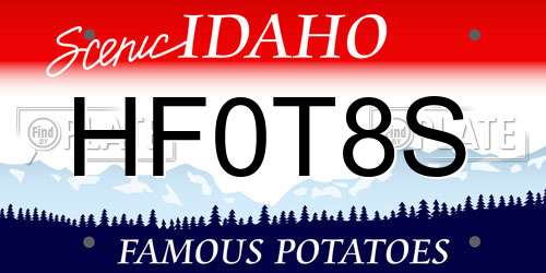 HF0T8S Idaho License Plate