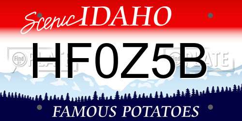 HF0Z5B Idaho License Plate