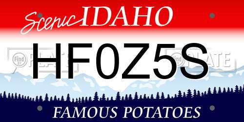 HF0Z5S Idaho License Plate
