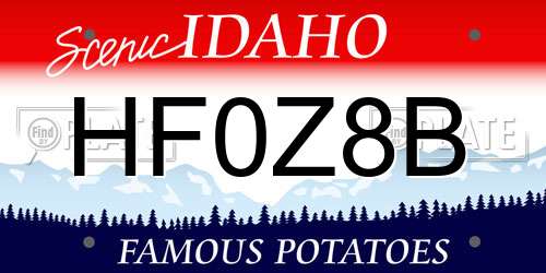 HF0Z8B Idaho License Plate