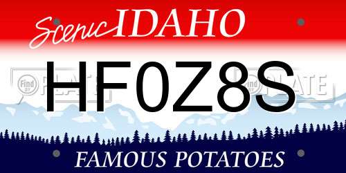 HF0Z8S Idaho License Plate