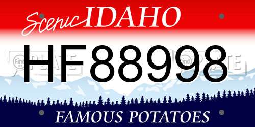 HF88998 Idaho License Plate
