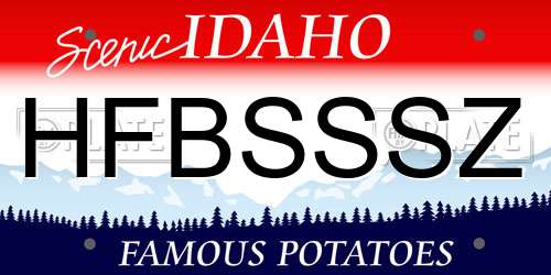 HFBSSSZ Idaho License Plate
