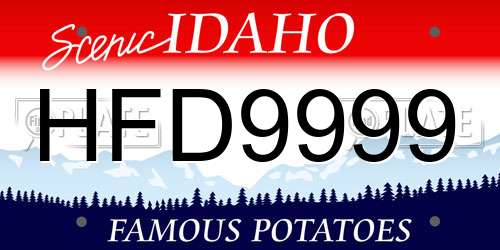 HFD9999 Idaho License Plate