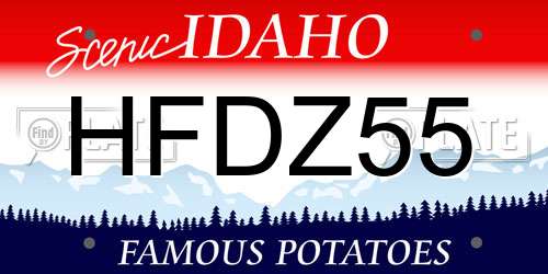 HFDZ55 Idaho License Plate