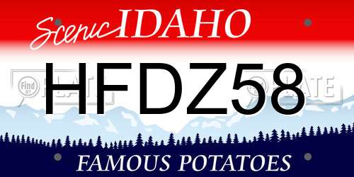 HFDZ58 Idaho License Plate