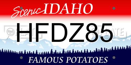 HFDZ85 Idaho License Plate