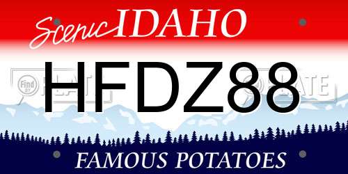 HFDZ88 Idaho License Plate