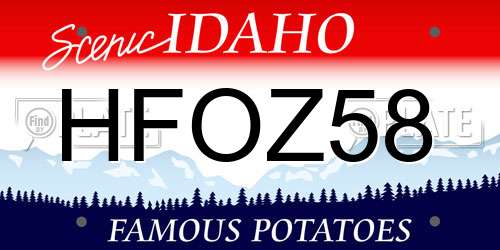 HFOZ58 Idaho License Plate