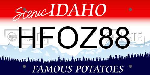 HFOZ88 Idaho License Plate