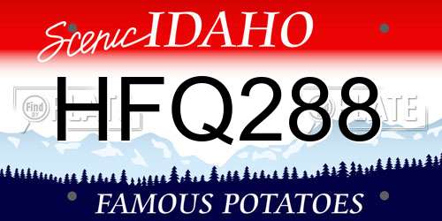 HFQ288 Idaho License Plate