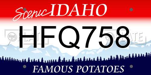 HFQ758 Idaho License Plate