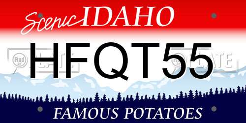 HFQT55 Idaho License Plate