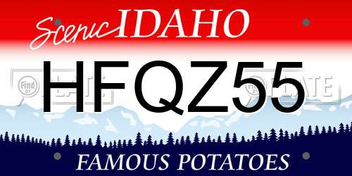 HFQZ55 Idaho License Plate