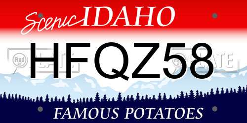 HFQZ58 Idaho License Plate