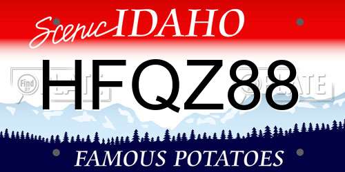 HFQZ88 Idaho License Plate