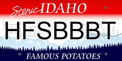 HFSBBBT Idaho License Plate