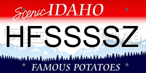 HFSSSSZ Idaho License Plate