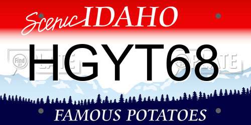 HGYT68 Idaho License Plate