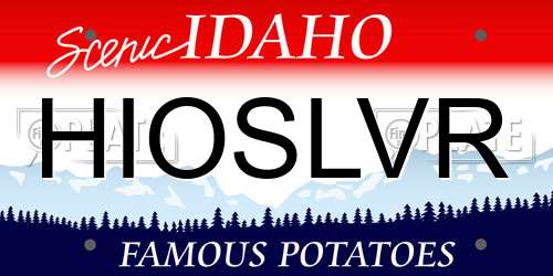 HIOSLVR Idaho License Plate