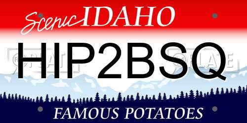 HIP2BSQ Idaho License Plate