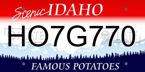 HO7G770 Idaho License Plate