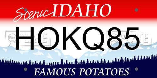 HOKQ85 Idaho License Plate