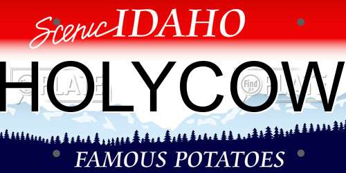HOLYCOW Idaho License Plate